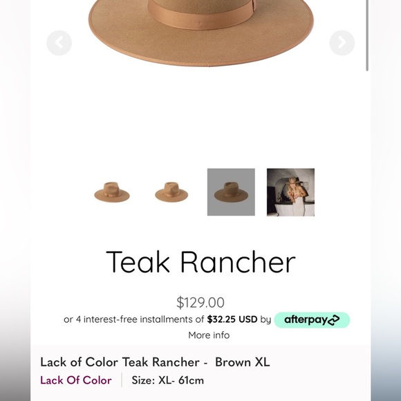 Lack of color Teak Rancher Hat XL - Picture 1 of 6